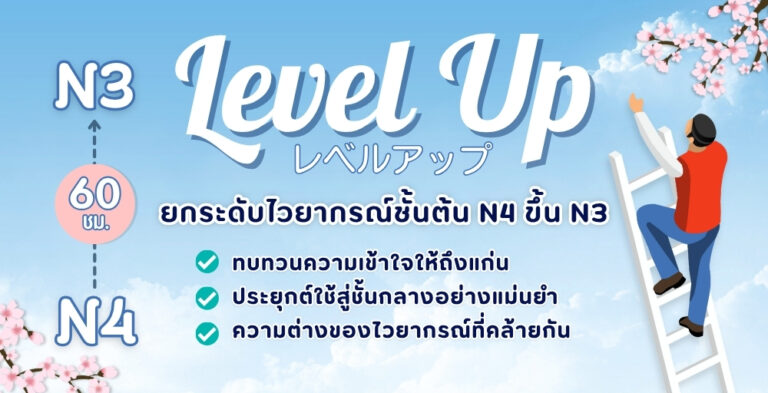 ไวยากรณ์ภาษาญี่ปุ่น Level Up (ส.13.15-16.15) เริ่ม 2 ส.ค. 68